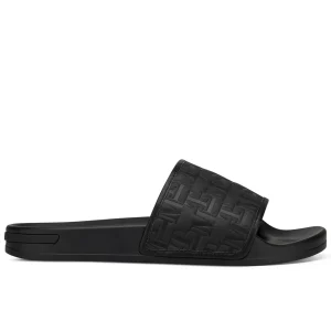 Sale Mallet Slide Leather Grid Triple Black